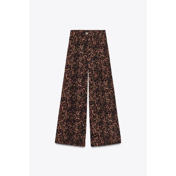 ZARA ANIMAL PRINT PALAZZO TROUSERS - Picture 8 of 9